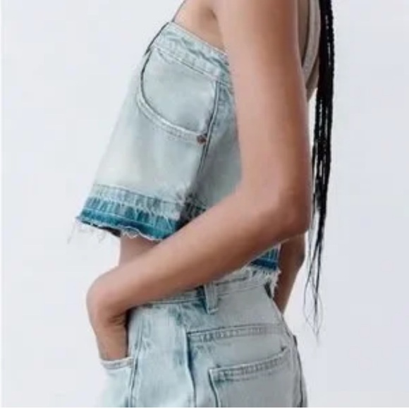 Zara Denim Crop Top - Picture 3 of 14